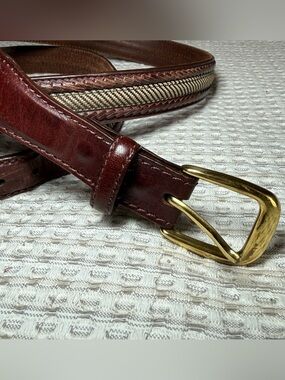 Brighton Leather Mens  Dress Belt Size 54 Brass Buckle Preppy Big Men Casual